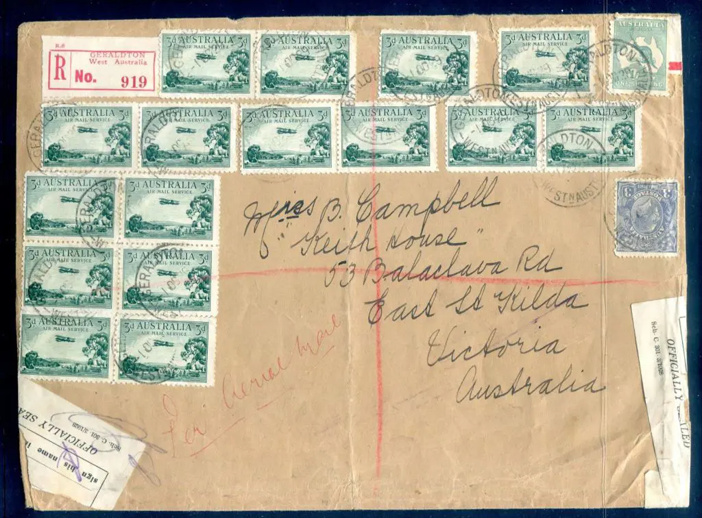 1929 (10th Oct) Geraldton Registered large cover ... Image 1++