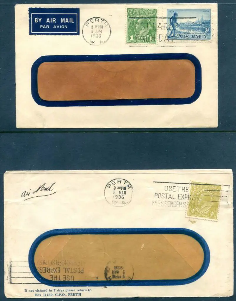 1936 (Jan & Mar) commercial window-envelopes with ... Image 1++