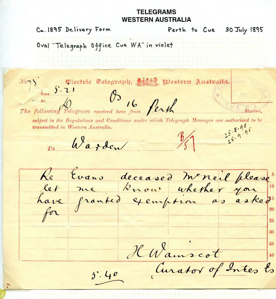 1895 (30th July) "Electric Telegraph, Western ... Image 1++