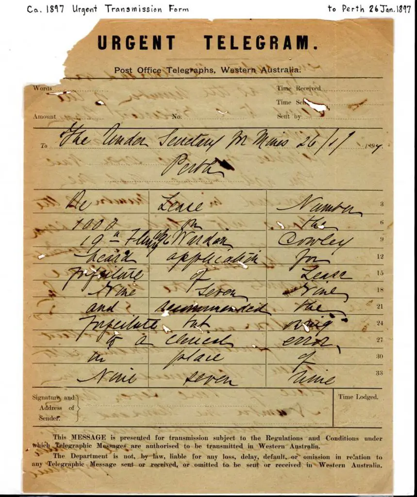 1897 (26th Jan) "URGENT TELEGRAM Post Office ... Image 1++