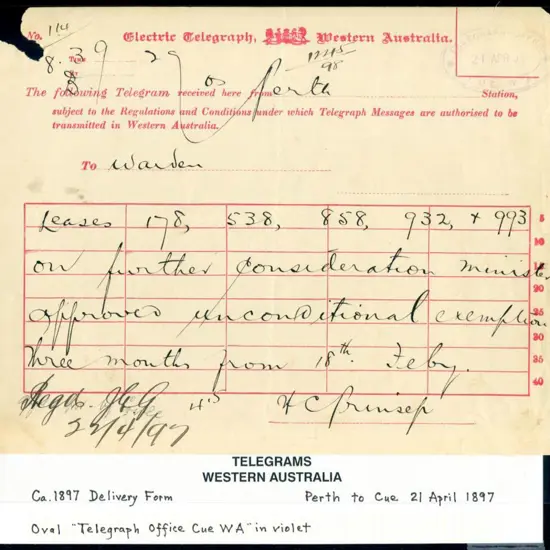 1897 (21st Apr) "Electric Telegraph Western ...