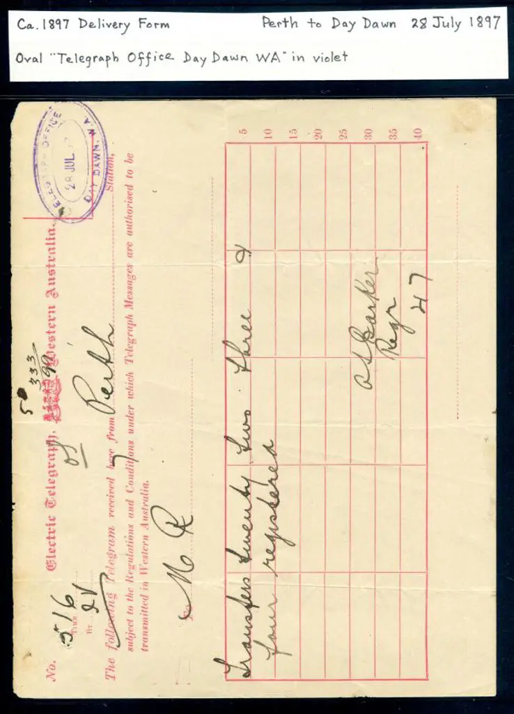1897 (28th July) "Electric Telegraph, Western ... Image 1++