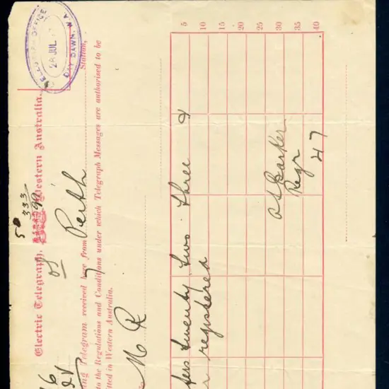 1897 (28th July) "Electric Telegraph, Western ...