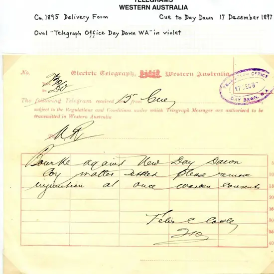 1897 (17th Dec) "Electric Telegraph, Western ...