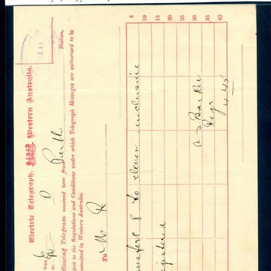 1898 (15th Feb) "Electric Telegraph, Western ...