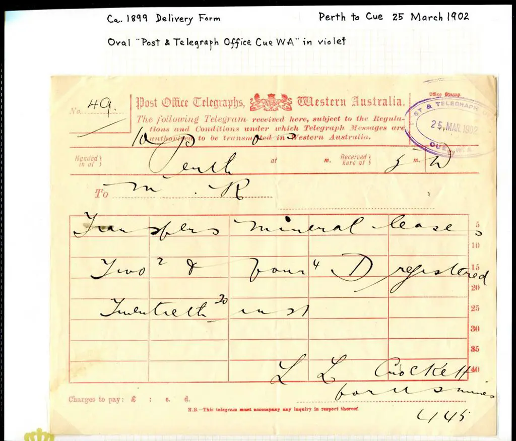 1902 (25th Mar) "Post Office Telegraphs, Western ... Image 1++