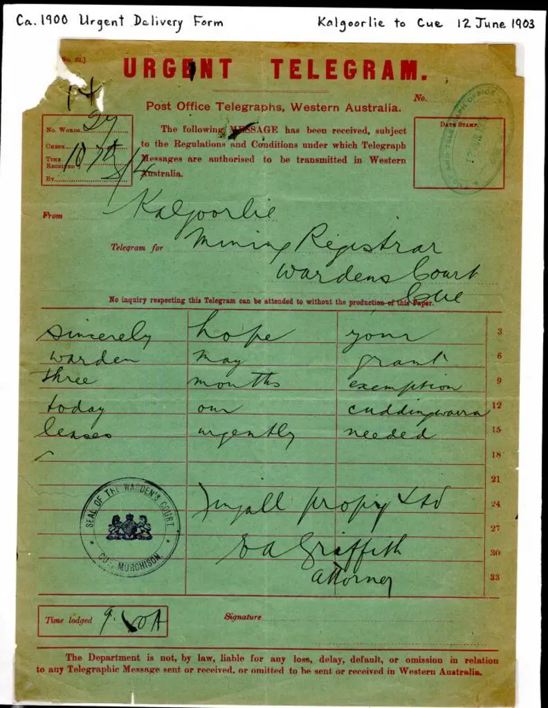 1903 (12th June) "Urgent Telegram" Post Office ... Image 1++
