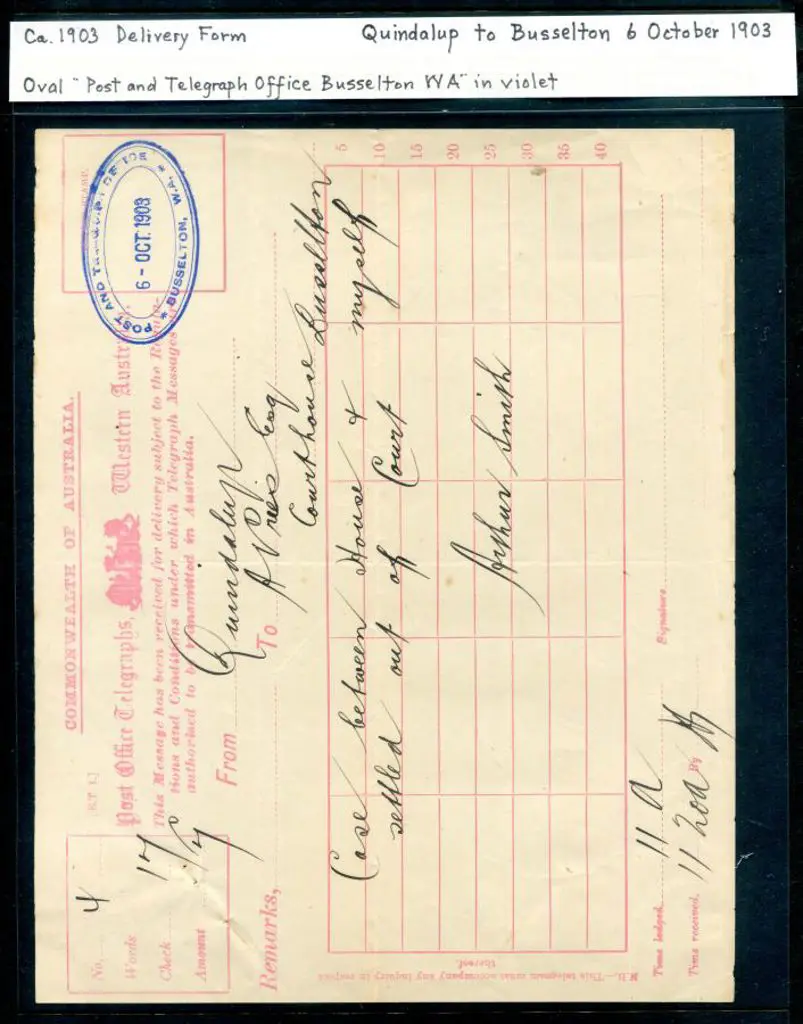 1903 (6th Oct) "Post Office Telegraphs, Western ... Image 1++