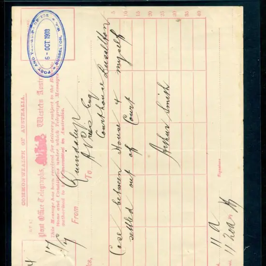 1903 (6th Oct) "Post Office Telegraphs, Western ...
