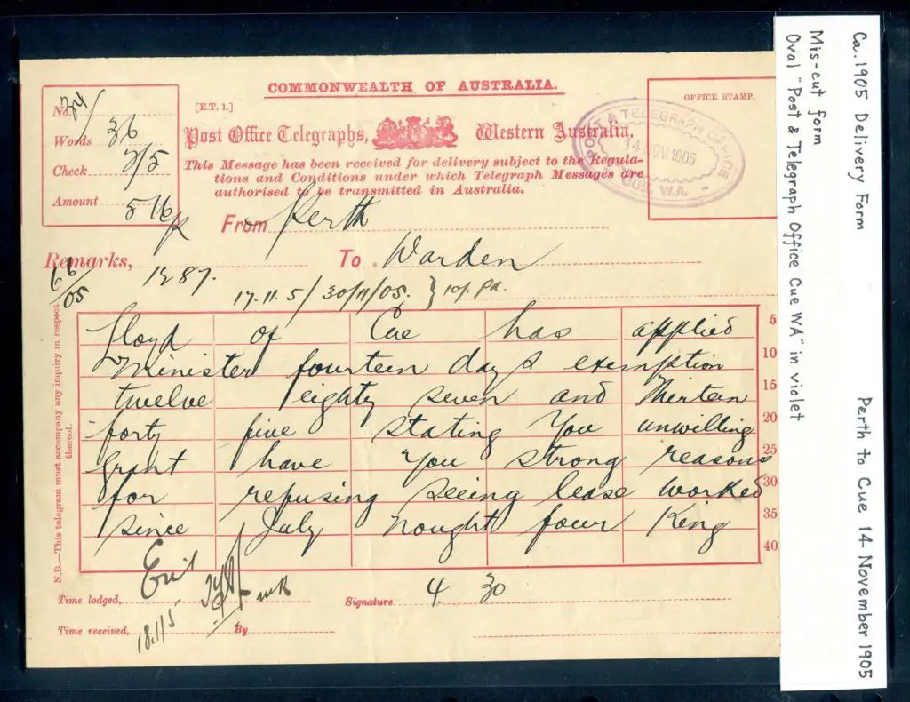 1905 (14th Nov ) "Post Office Telegraphs, Western ... Image 1++