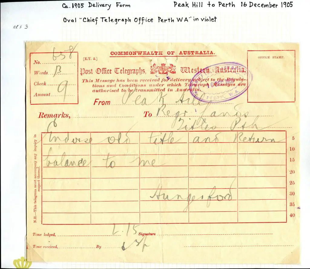 1905 (16th Dec) "Post Office Telegraphs, Western ... Image 1++