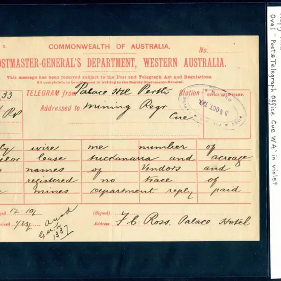 1906 (31st Oct) "Commonwealth of Australia ...