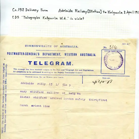 1912 (2nd Apr) "Commonwealth of Australia, ...