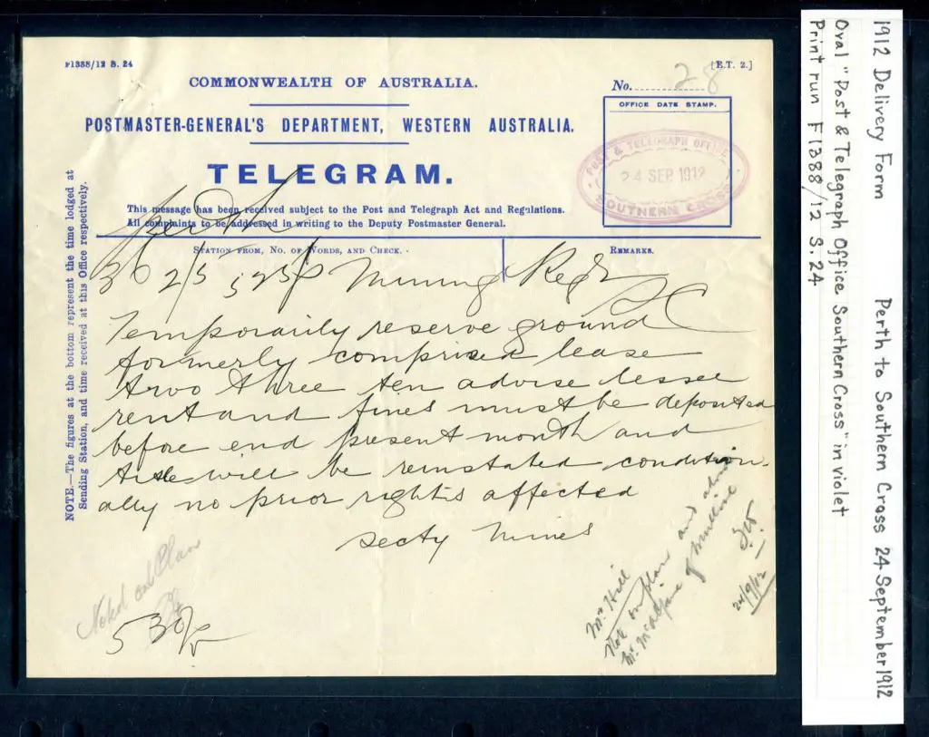 1912 (24th Sept) "Commonwealth of Australia ... Image 1++