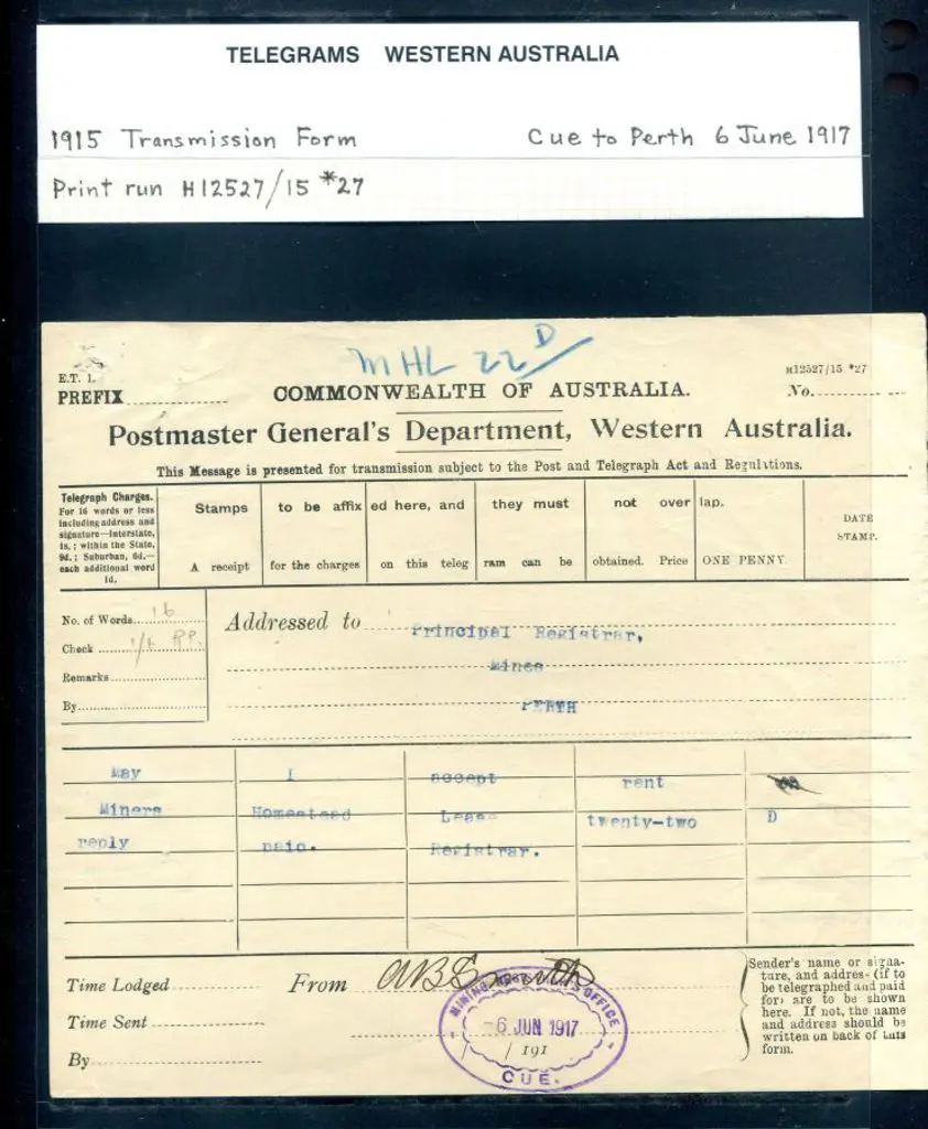 1917 (6th Jun) "Commonwealth of Australia ... Image 1++