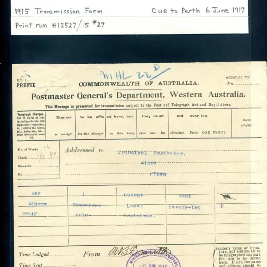 1917 (6th Jun) "Commonwealth of Australia ...