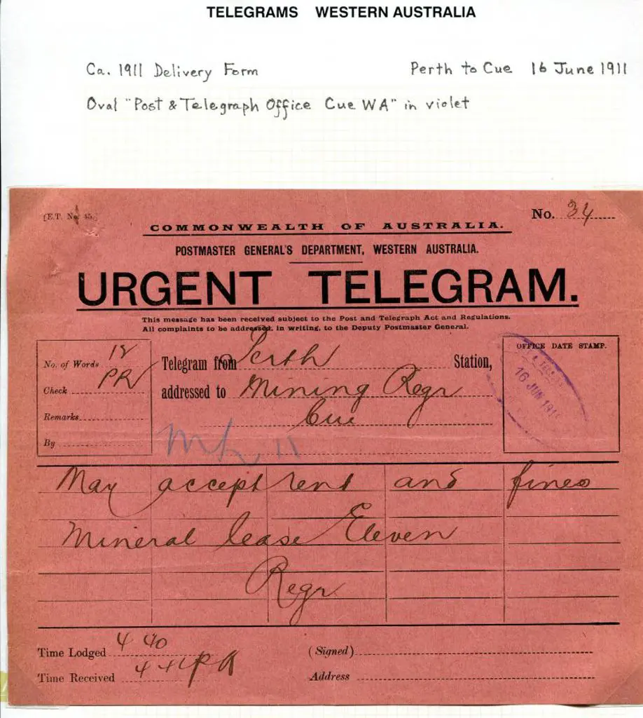 1911 (16th Jun) Perth to Mining Registrar with ... Image 1++