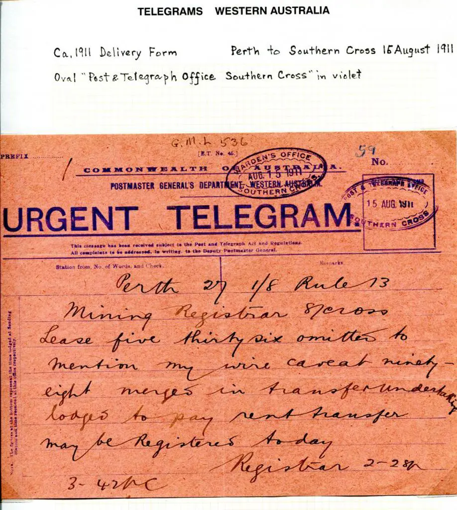 1911 (15th Aug) Perth to Mining Registrar, ... Image 1++