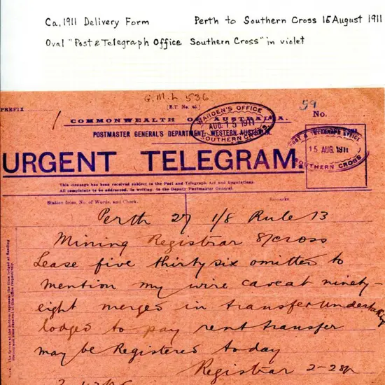 1911 (15th Aug) Perth to Mining Registrar, ...