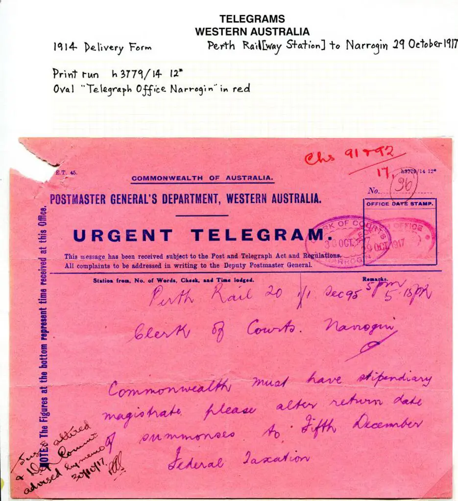 1917 (29th Oct) "Perth Rail" in m/s to Clerk of ... Image 1++