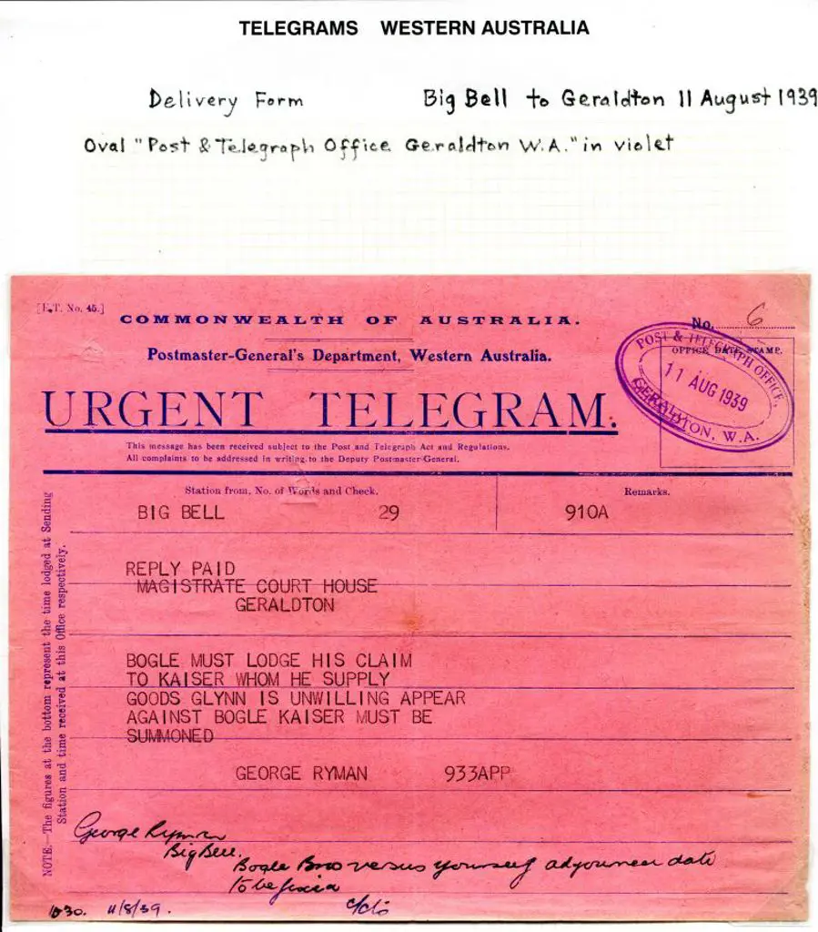 1939 (11th Aug) Big Bell to Magistrate Court ... Image 1++