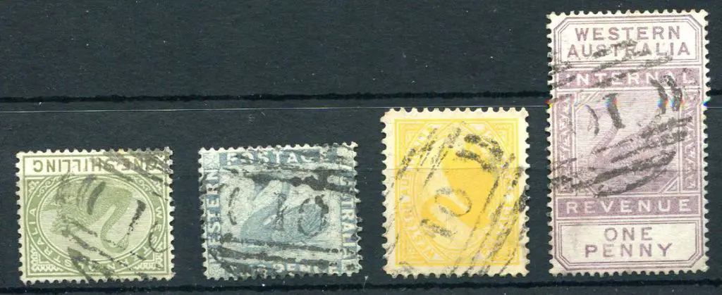 Number 10 on 1/- olive-green (SG 101), 2d grey (SG ... Image 1++