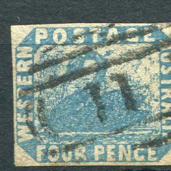 Number 11 on 1854 4d blue with 4 margins. Superb ...