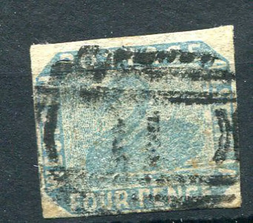 Number 11 on 1854 4d light blue imperf with 4 ... Image 1++