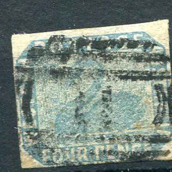 Number 11 on 1854 4d light blue imperf with 4 ...