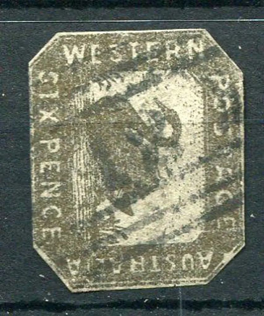 Number 12 on 1857 6d black-bronze cut to shape. A ... Image 1++
