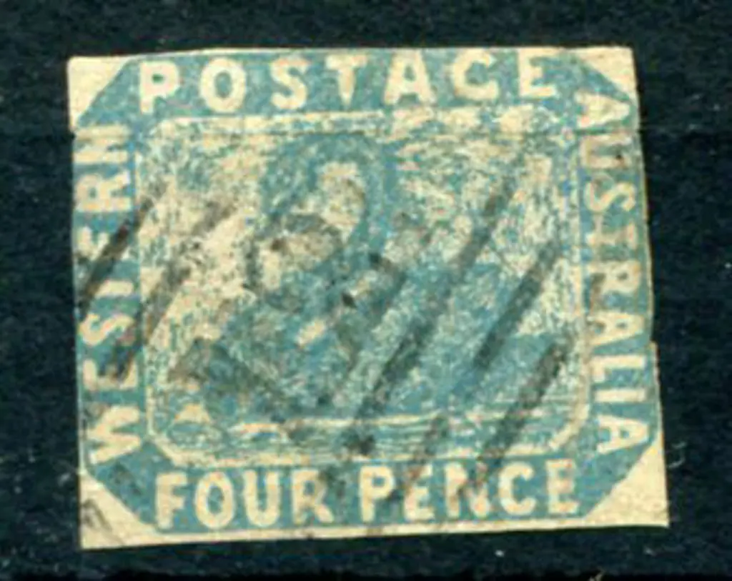 Number 12 on 4d blue 1854 swan with close to ... Image 1++