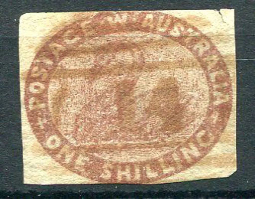 Number 14 on 1854 1/- red-brown imperf in red ink. ... Image 1++