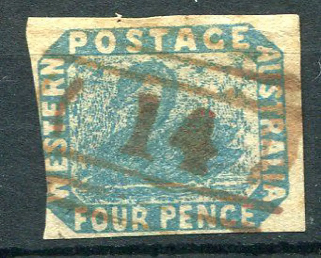 Number 14 on 1854 4d blue in brown (red) ink. Fine ... Image 1++