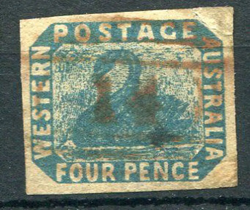 Number 14 on 1854 4d blue with 4 good margins in ... Image 1++