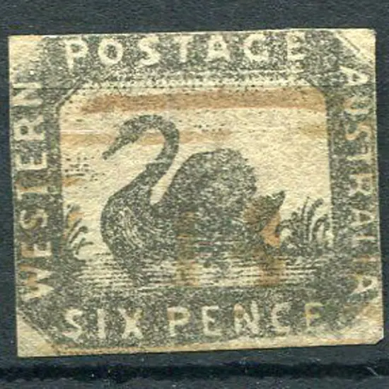 Number 14 on 1857 6d black-bronze in brown (red) ...