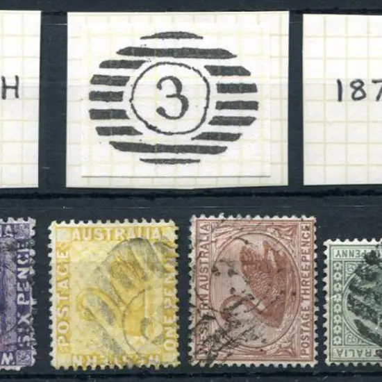 Number 3 on 1885 ½d yellow-green to 1/- pale olive ...