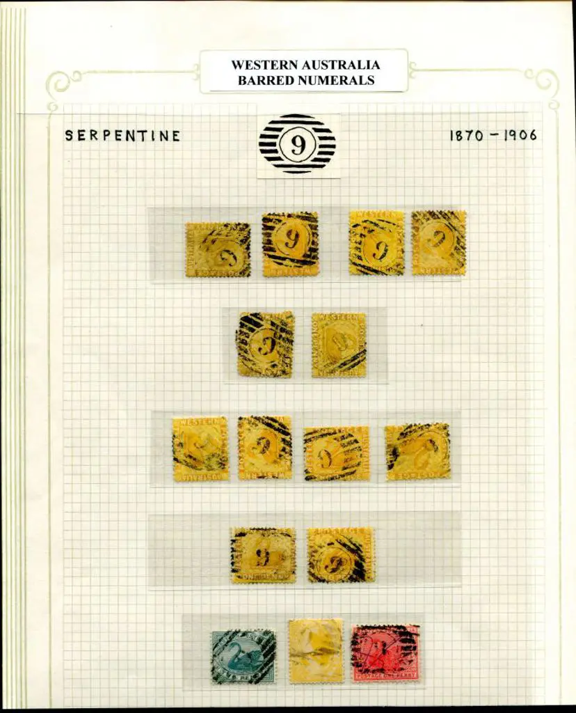 Number 9 on 1d ochre x 4 & 2d chrome-yellow x 8, ... Image 1++