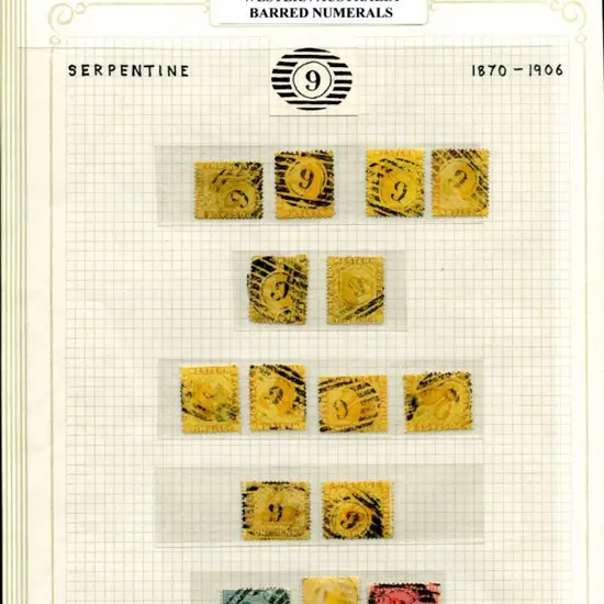 Number 9 on 1d ochre x 4 & 2d chrome-yellow x 8, ...