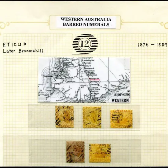 Number 12 on 1d ochre (SG 68), 1d bistre (SG 69), ...