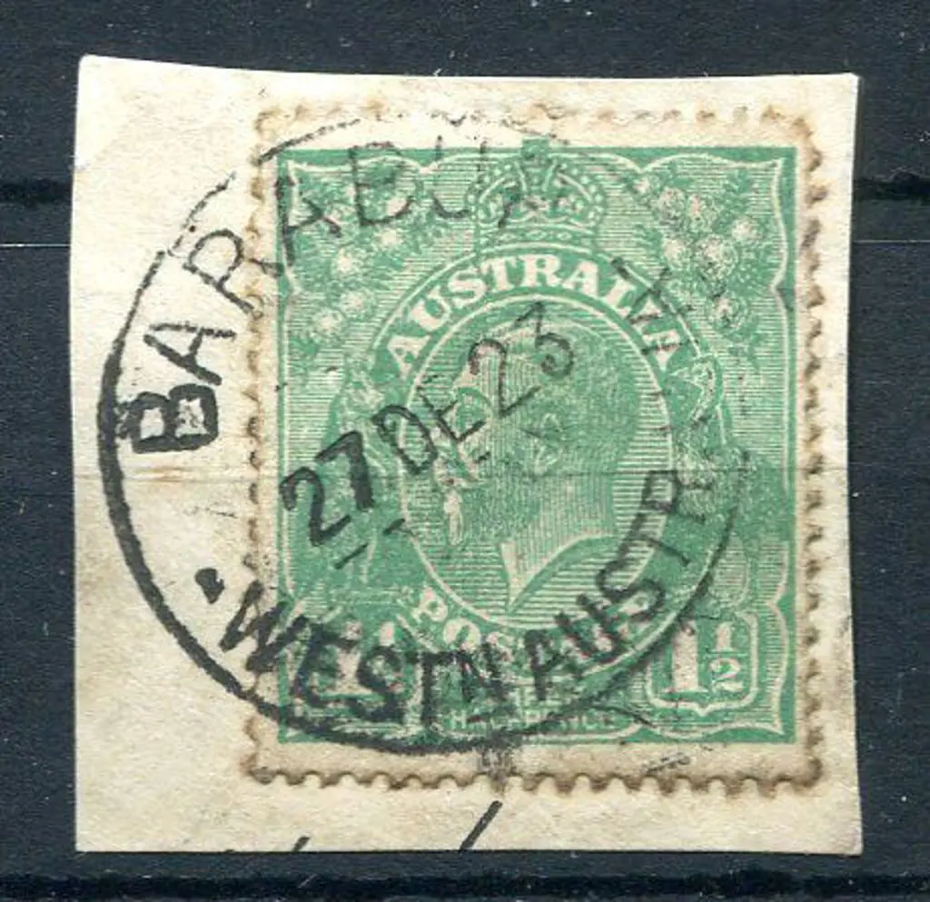 Barabup D 27b on 1½d green KGV complete strike on ... Image 1++