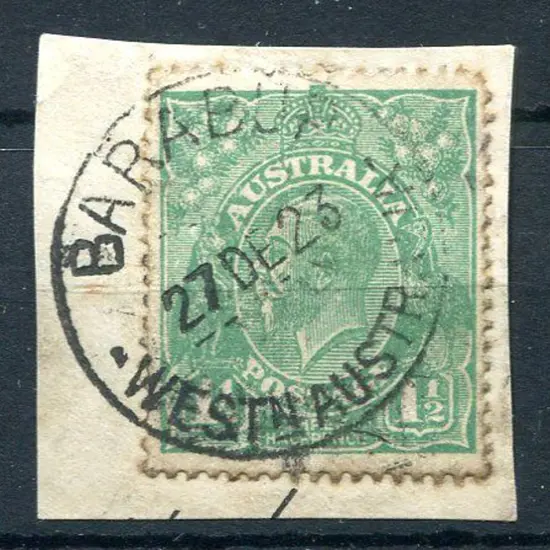 Barabup D 27b on 1½d green KGV complete strike on ...