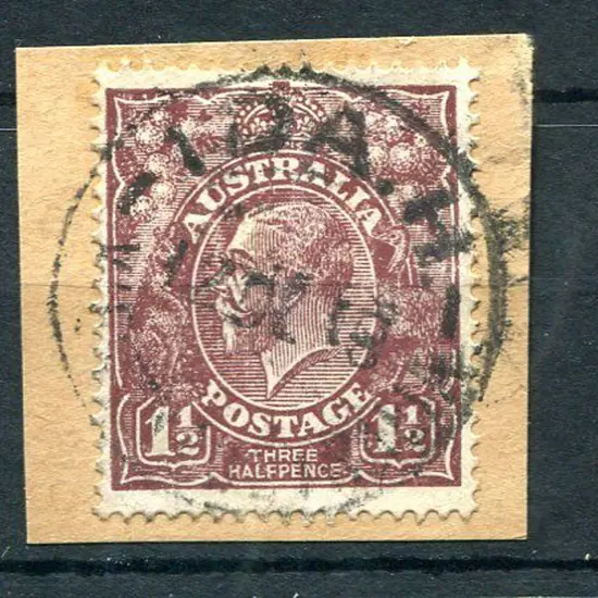IDA.H D28 Bold complete strike on 1½d purple-brown ...