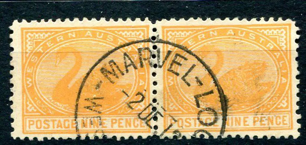 Marvel-Loch on pair of 9d orange swans with ... Image 1++