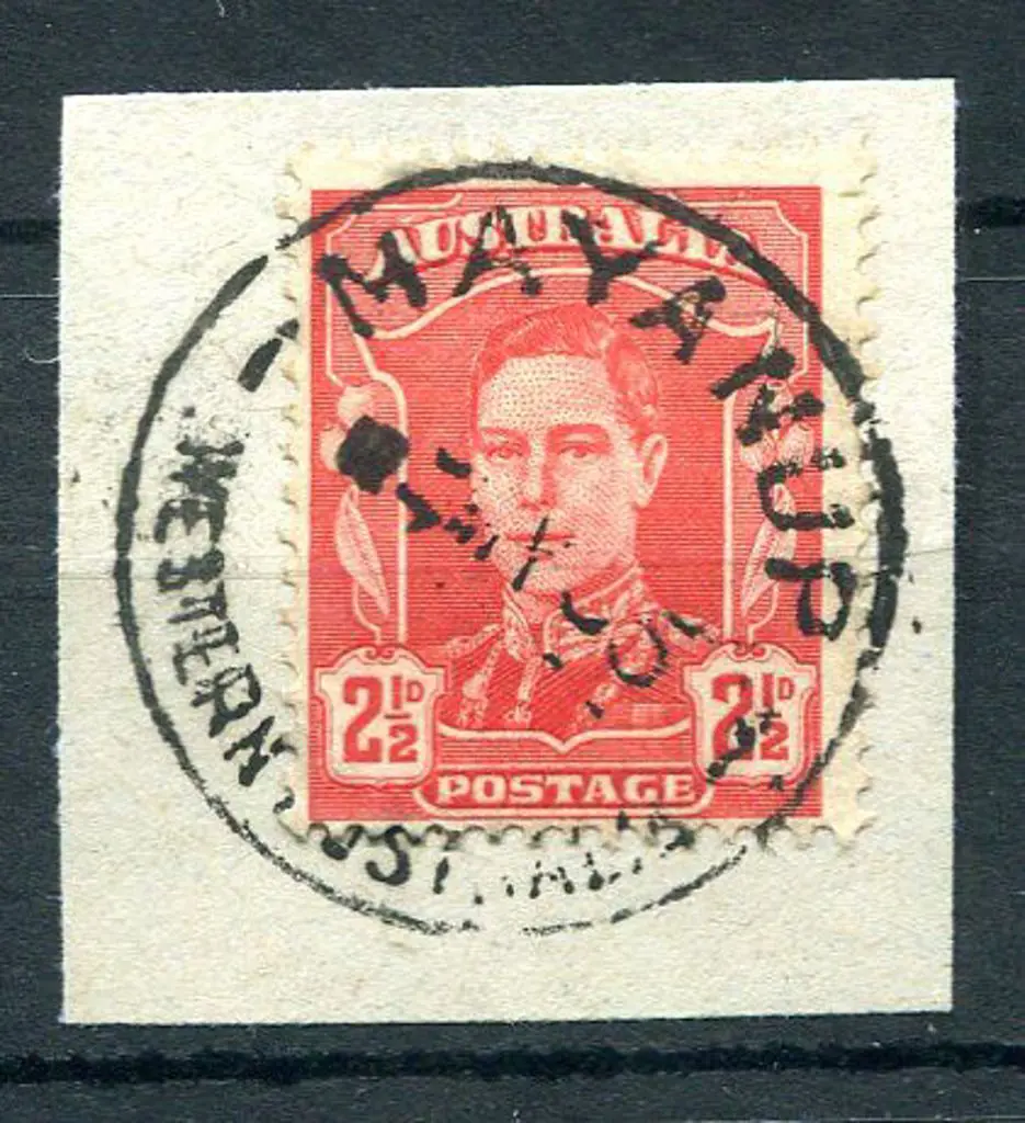 Mayanup A27 Complete strike on ½d red KGIV 2 on ... Image 1++