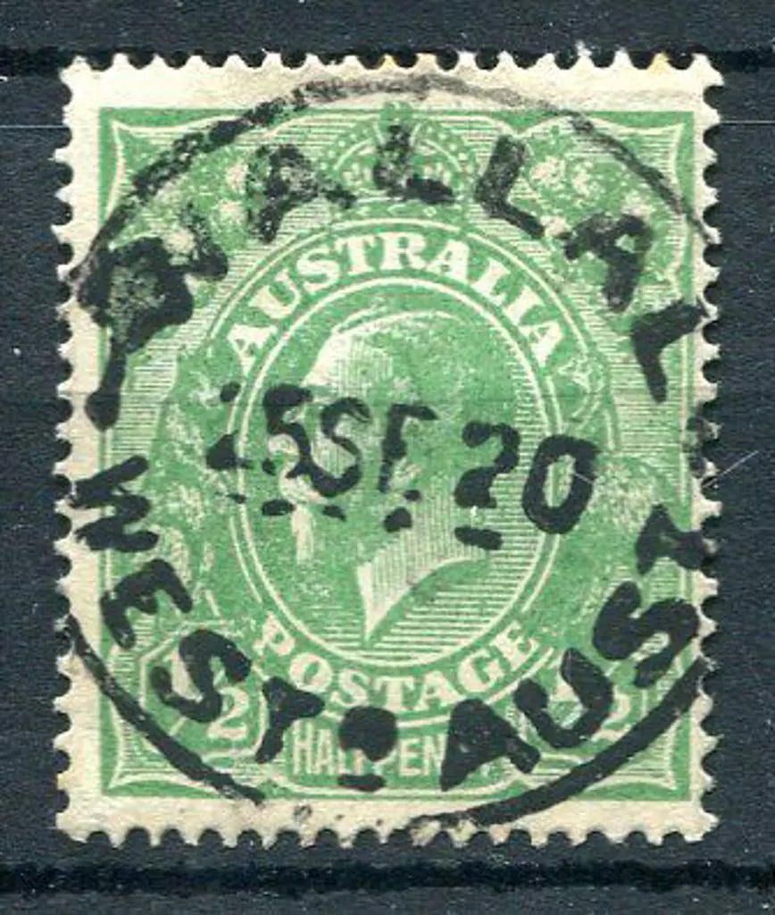 Wallal B27 Bullseye strike on ½d green KGV dated ... Image 1++