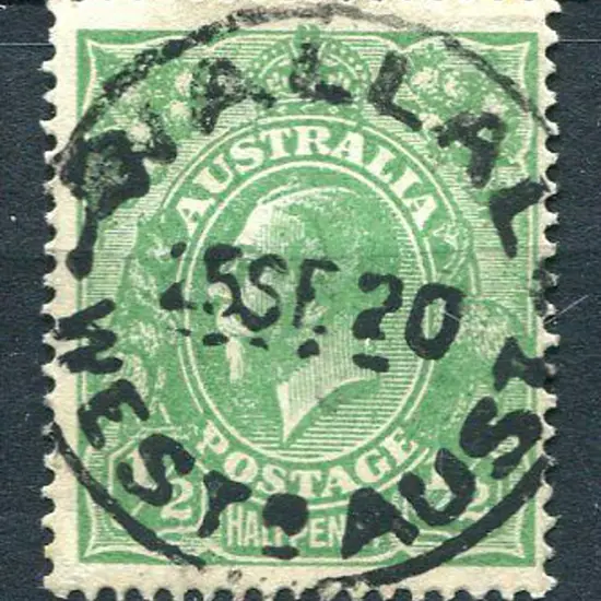 Wallal B27 Bullseye strike on ½d green KGV dated ...