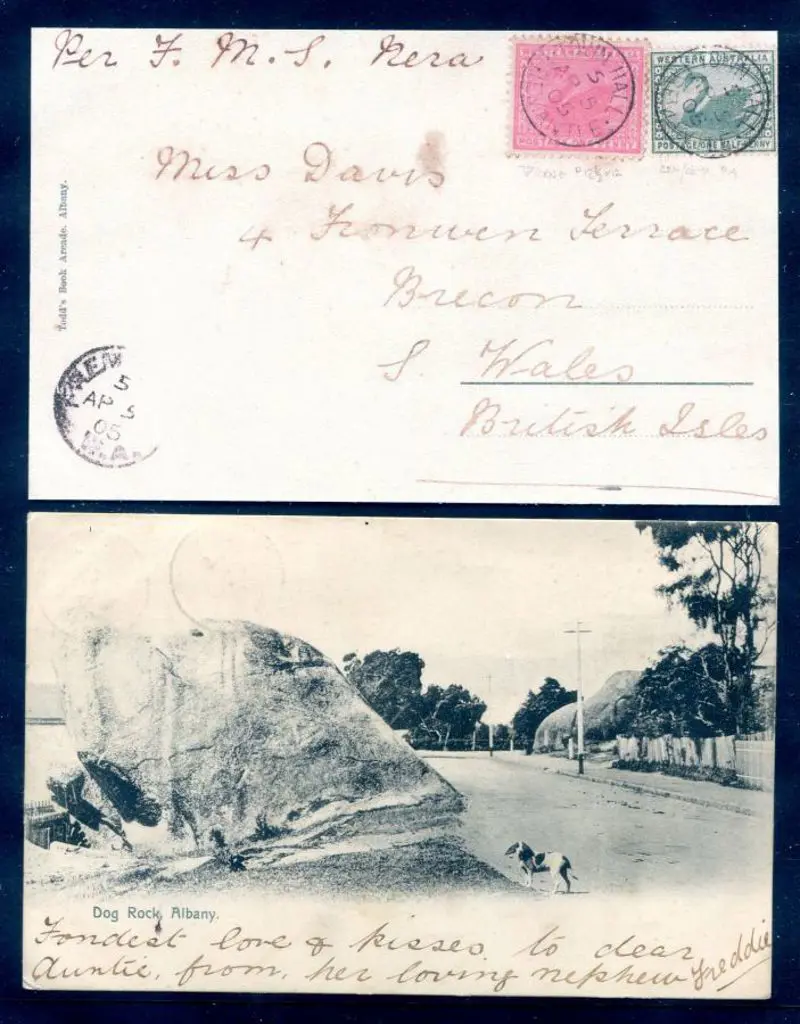 "Dog Rock, Albany" b&w with title in blue ... Image 1++