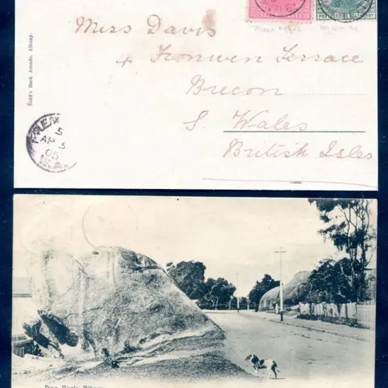 "Dog Rock, Albany" b&w with title in blue ...