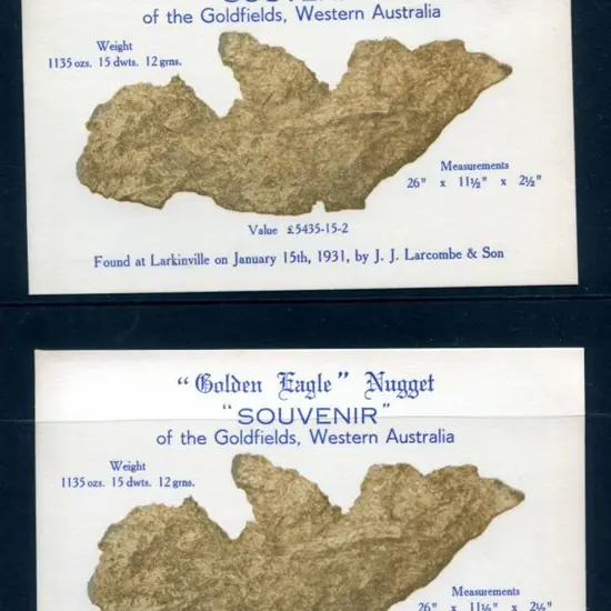 "Golden Eagle Nugget SOUVENIR" of thew Goldfields, ...