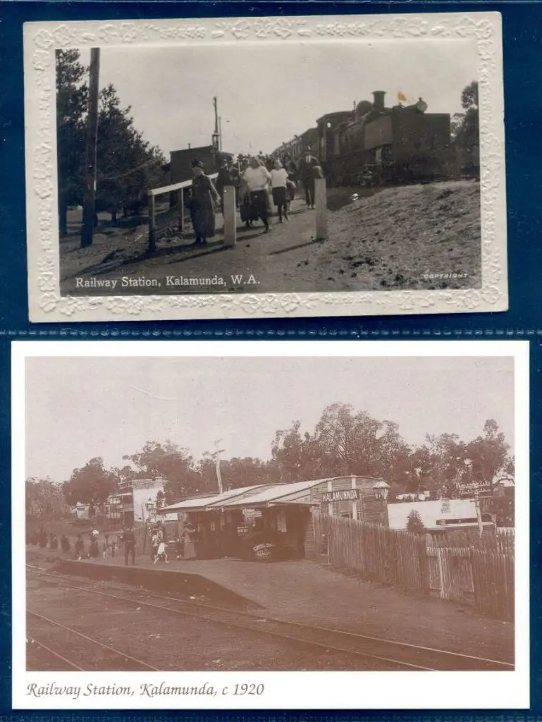 "Railway Station, Kalamunda, WA" b&w with embossed ... Image 1++